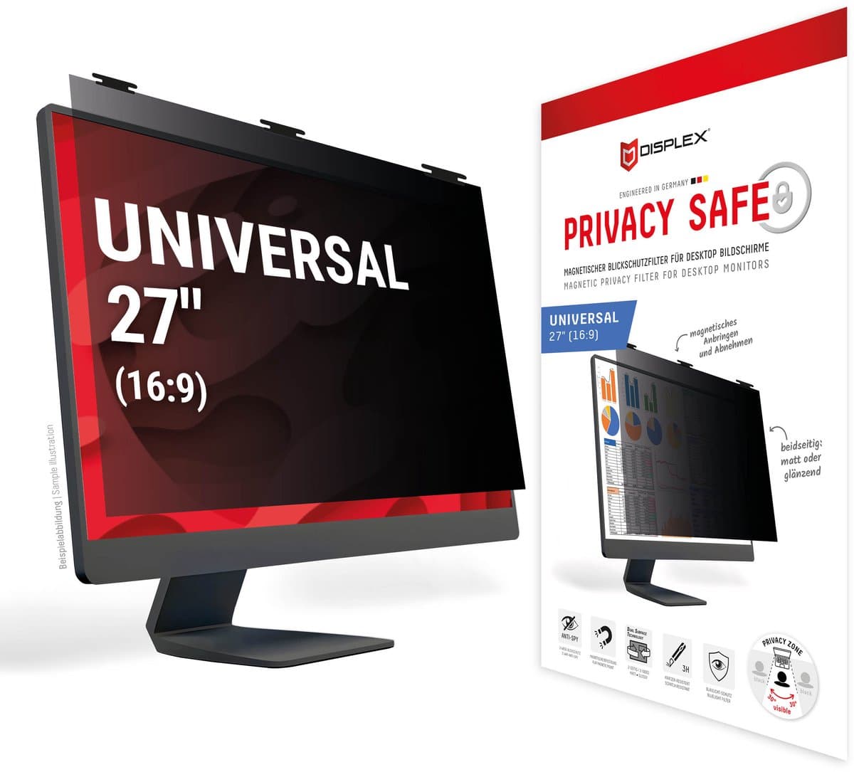 Displex Privacy Safe Magnetische Screenprotector Desktop 27 inch - Universeel - 16:9