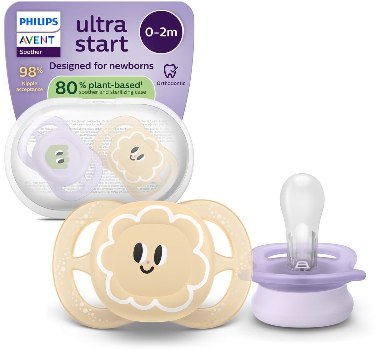 Philips Avent Ultra Start – BPA-vrije siliconen fopspeen (0-6 mnd) – Symmetrisch ontwerp – 2 stuks - SCF075/13