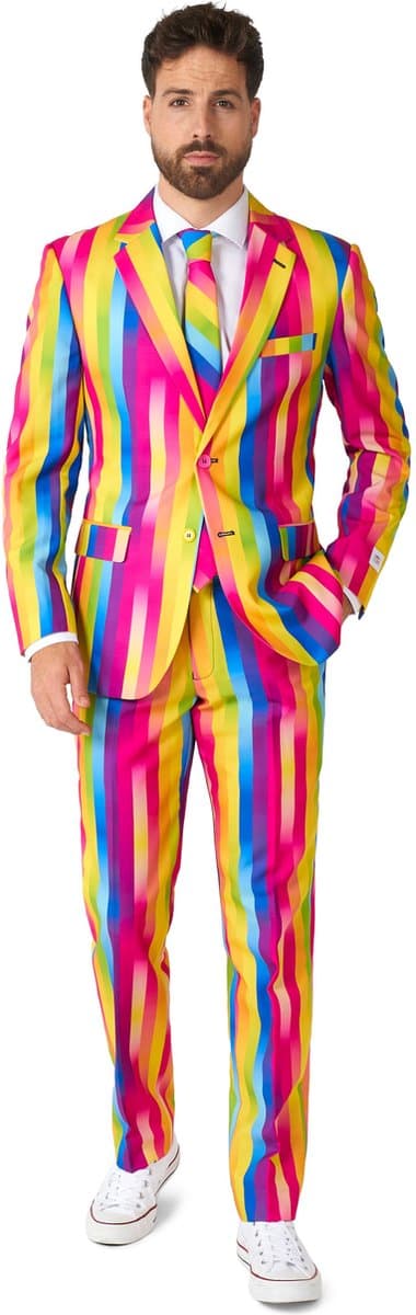 OppoSuits Rainbow Glaze - Heren Pak - Regenboog Outfit - Carnavalskleding - Meerkleurig - Maat EU 56