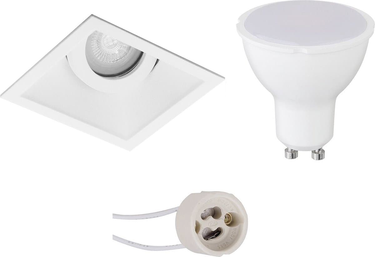 LED Spot Set - Proma Zano Pro - GU10 Fitting - Inbouw Vierkant - Mat Wit - 4W - Warm Wit 3000K - Kantelbaar - 93mm