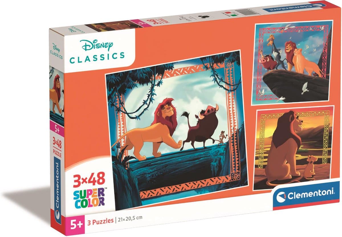 Clementoni Leeuwenkoning puzzelset - 3 x 48 stuks, meerkleurig