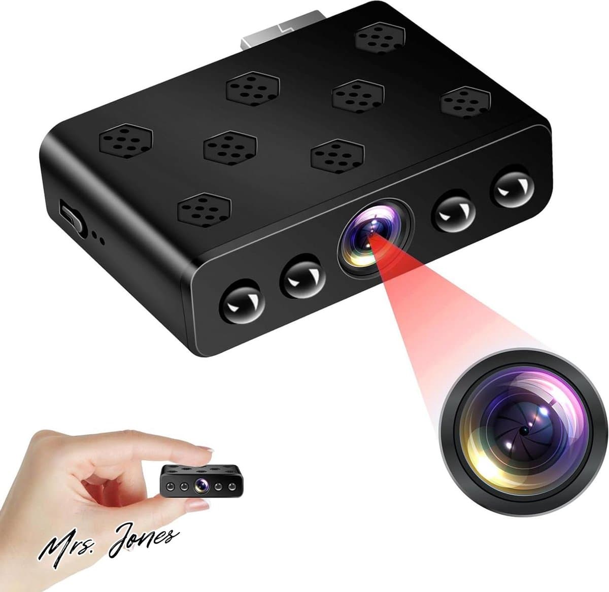 Mrs. Jones Elite Spycam Microcamera 1080p HD wifi nachtzicht bewegingsdetectie USB-aansluiting - Plug and play .