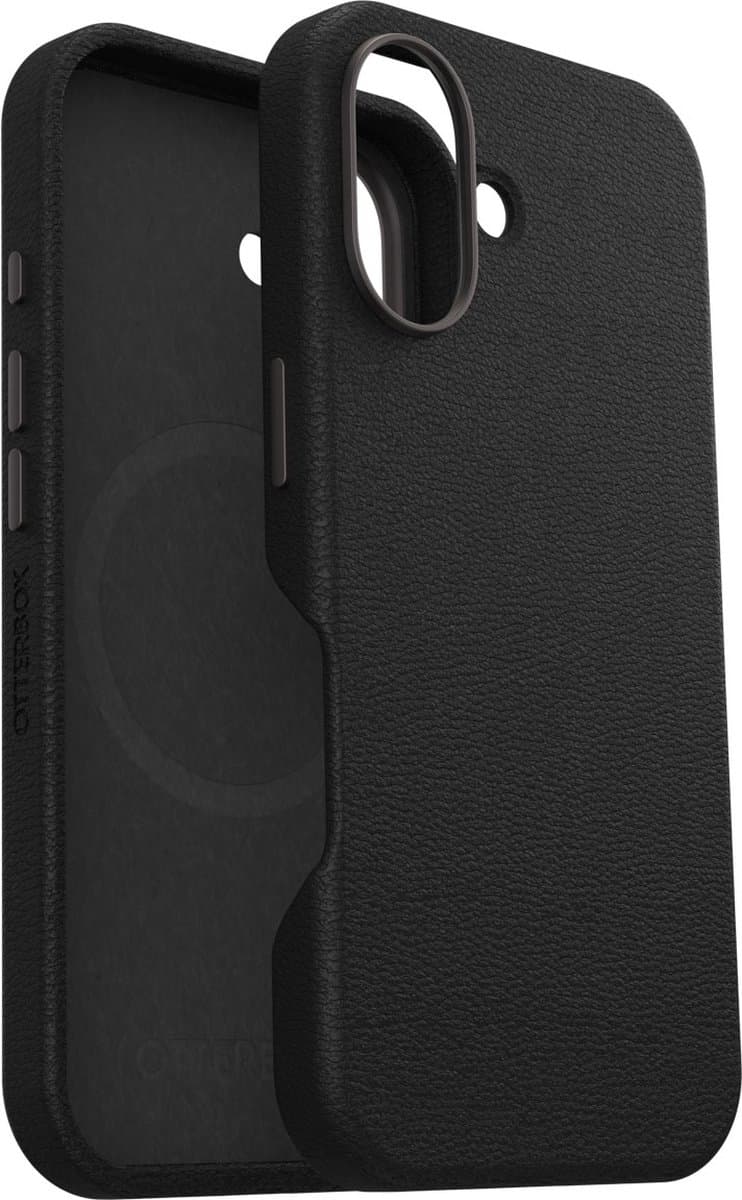Otterbox Symmetry Apple iPhone 16 Back Cover met MagSafe Magneet Leer Zwart