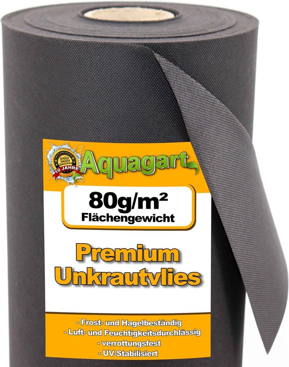 500m² tuinvlies, onkruidbestrijdingsvlies, mulchvlies, 80 g, 1,6 m breed