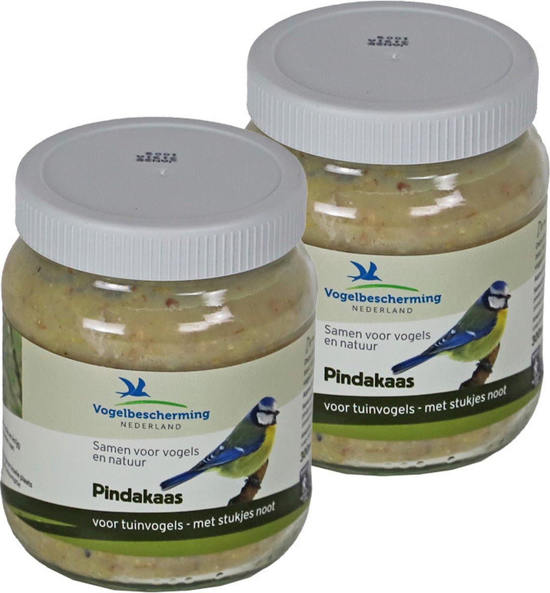 Vogelbescherming Vogelvoer - 2x - pot - vogel pindakaas met noot - 330gr - winter vogelvoer/dierenvoer
