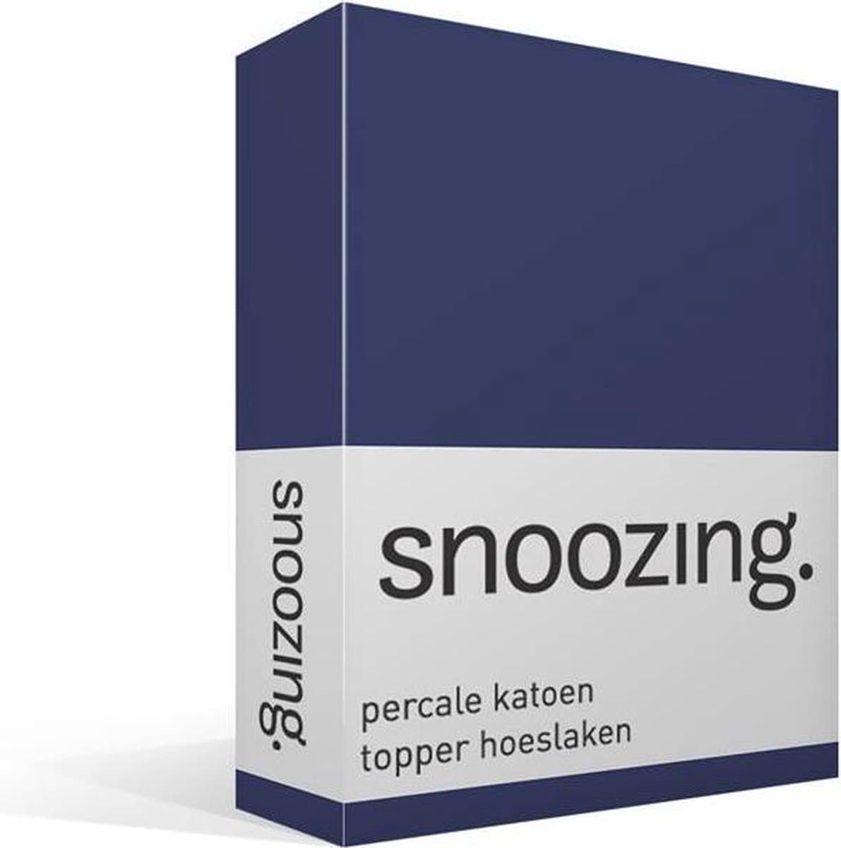 Snoozing - Topper - Hoeslaken - Tweepersoons - 140x220 cm - Percale katoen - Navy