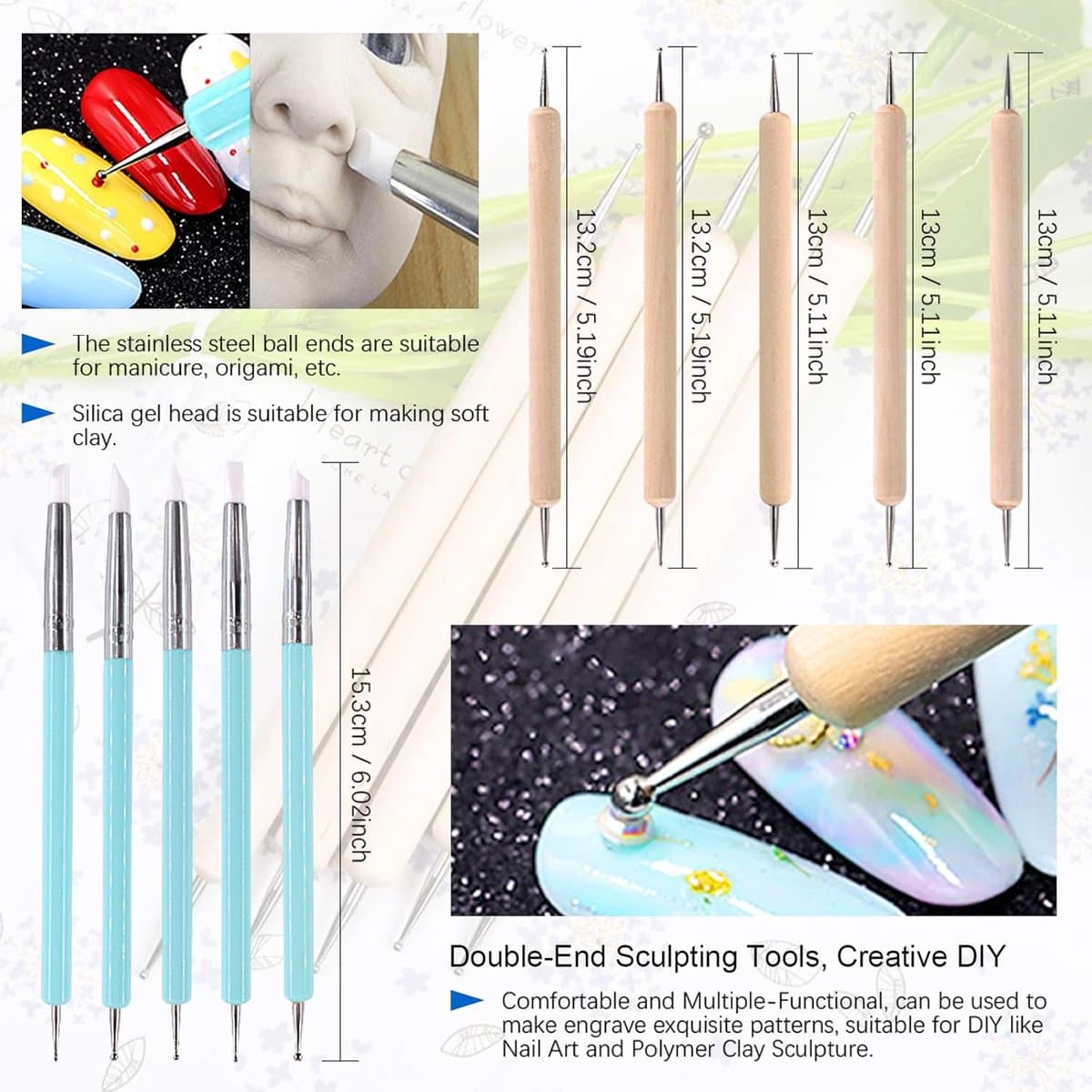 19Pcs Snijden Modelleerklei Sculpting Gereedschap Set Inclusief Plastic Modelleer Gereedschappen, Bal Stylus, Siliconen Tip Pennen, Dubbelzijdige Dotting Klei Gereedschap voor Embossing Kunst