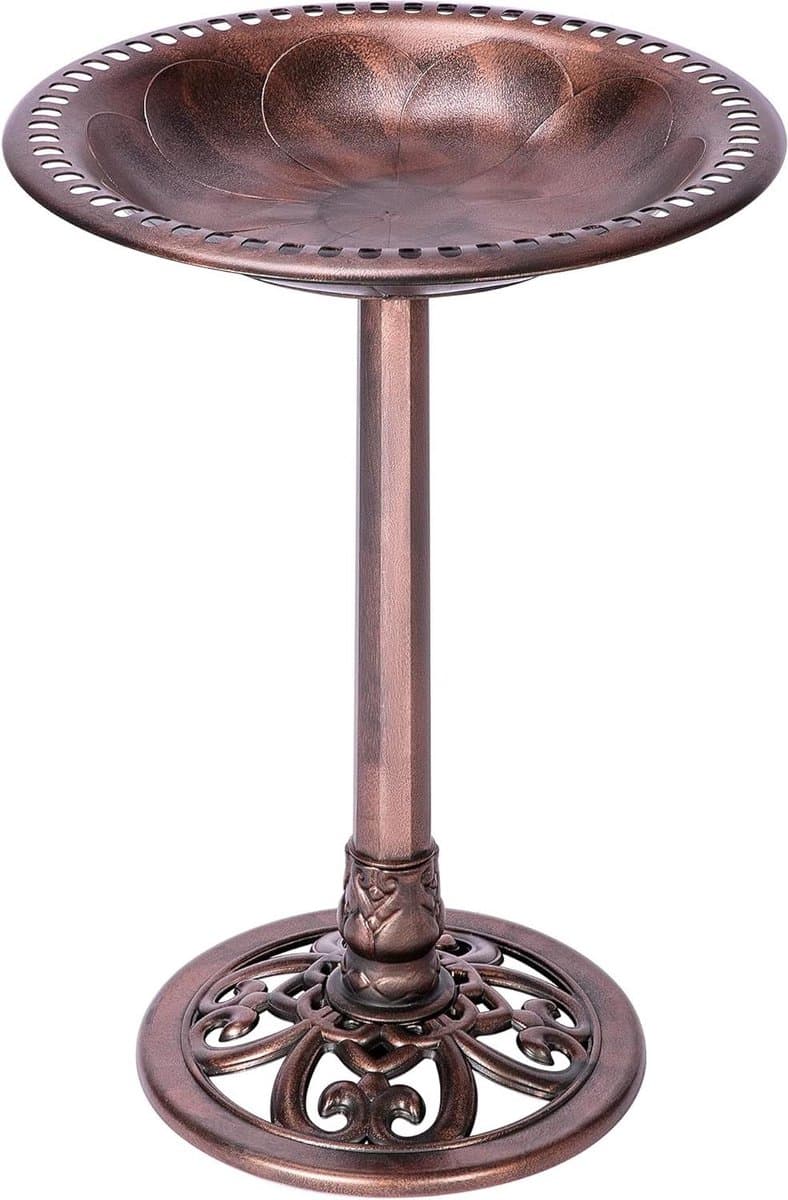 Vogelbad Buiten - Waterkom Tuin - Vogels Verwelkomen - Antiek Stijl Design - 71 cm Hoog - Brons