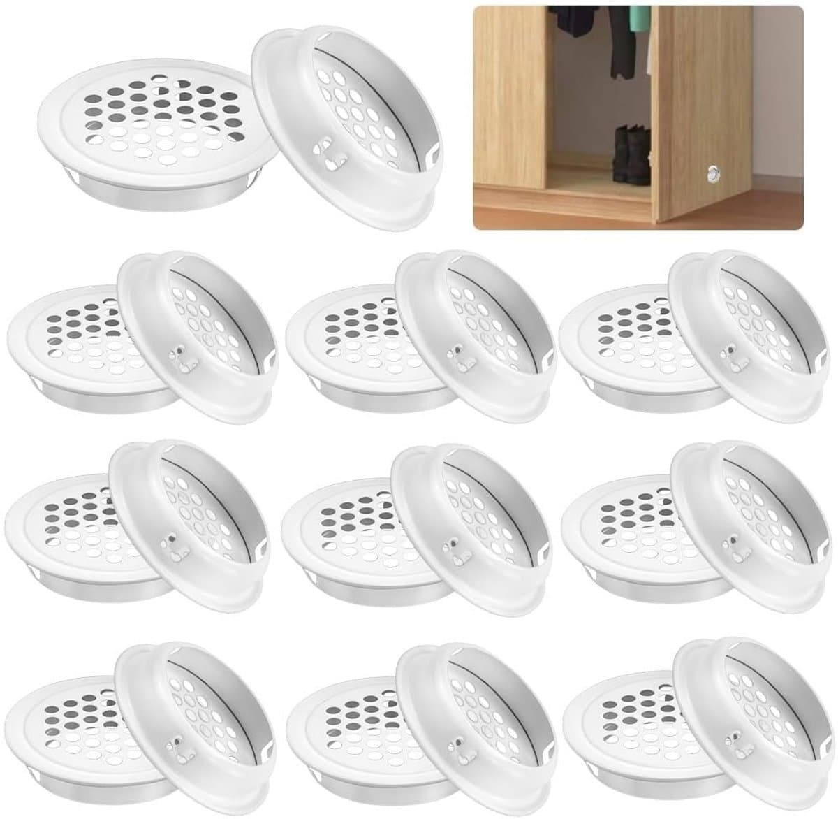 Dailygoods- Ventilatie Roestvrij Staal - 20 Stuks - Ronde Louvre - Geperforeerde Mesh - Soffit Vent - Geschikt voor Keuken/Badkamer - Luchtrooster