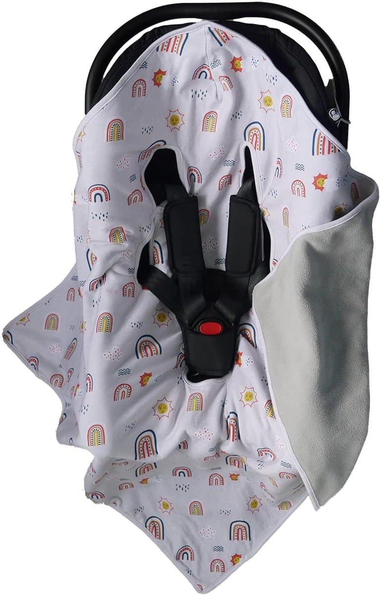 Baby autostoel deken - Voetenzak wrap - Baby warm houden - Universeel harnas compatibel - 90x90cm - Grijs
