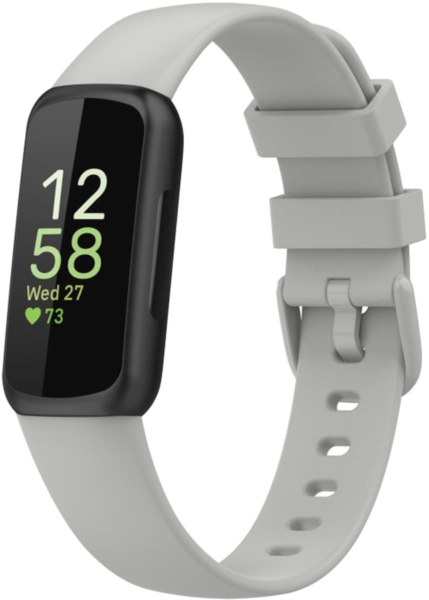Voor Fitbit Inspire3 Effen kleur siliconen horlogeband, maat: L Maat (Rock Grey)