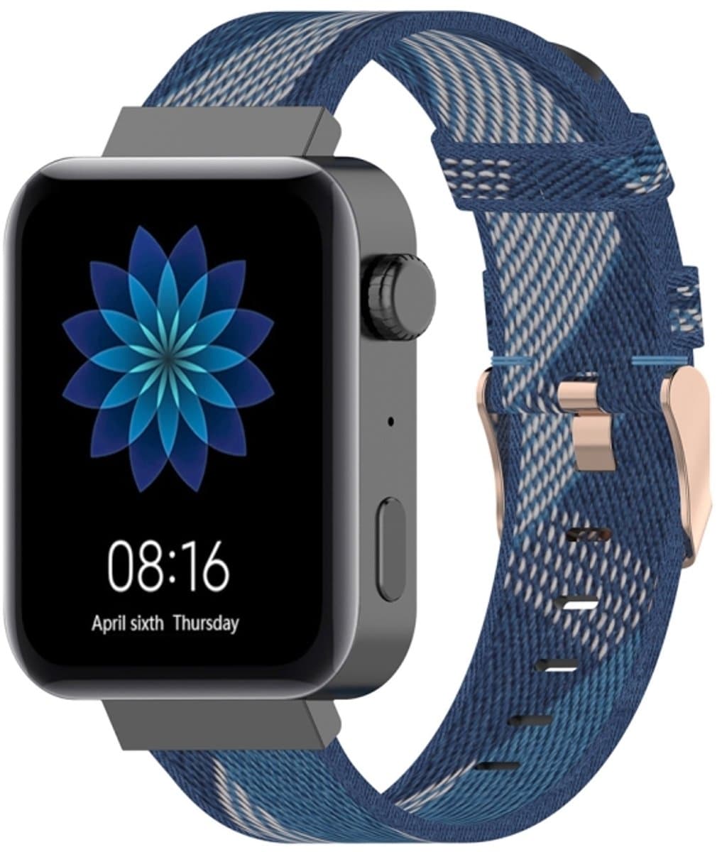 18mm streep geweven nylon polsband horlogeband voor Xiaomi Mi Watch, Garmin Vivomove 3s / Vivoactive 4s (blauw)