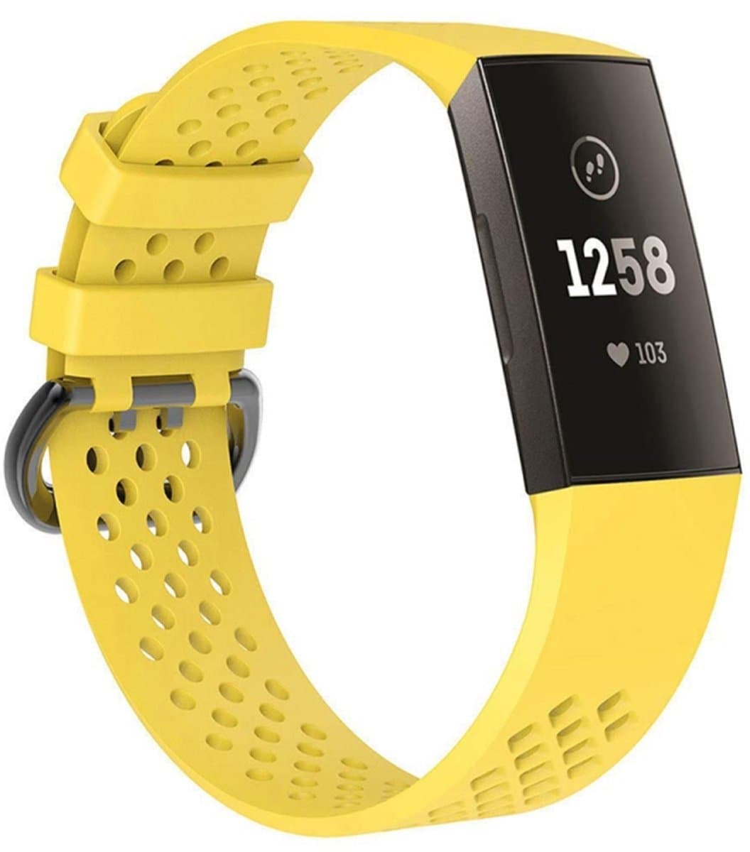 Verstelbare sportpolsband met vierkant gat voor FITBIT Charge 3 (geel)
