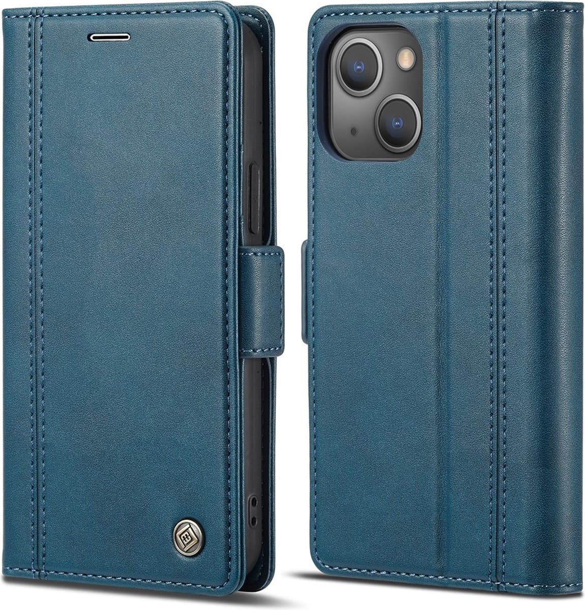 LC.IMEEKE Hoesje - Geschikt voor iPhone 13 Hoesje - LC.IMEEKE Classic Book Case - Blauw