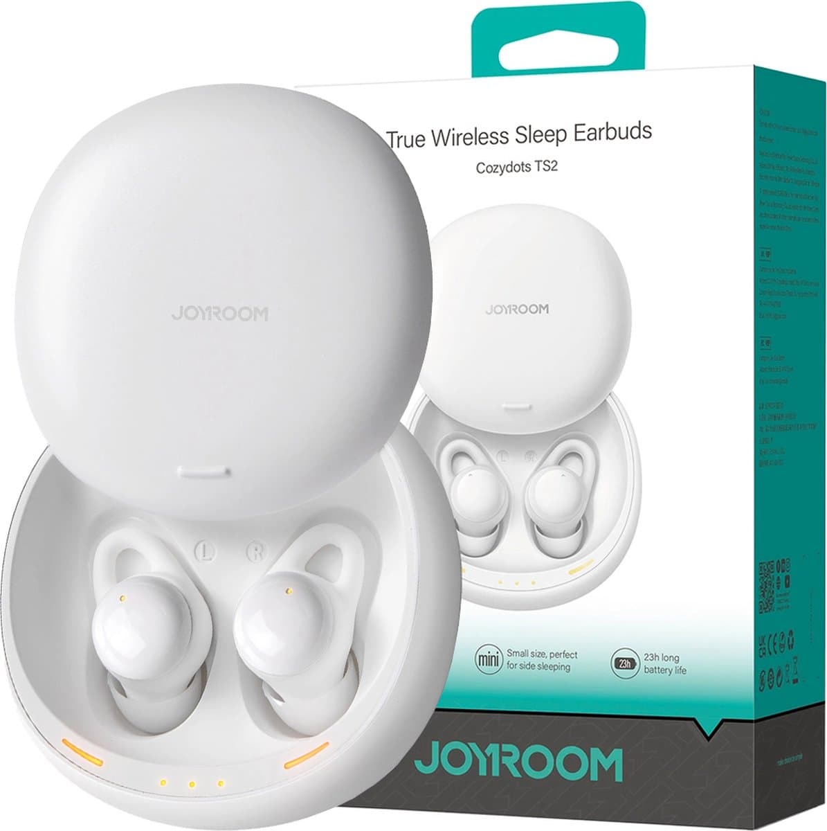 TWS - Joyroom - JR-TS2 Cozydots Series draadloze hoofdtelefoon met actieve ruisonderdrukking, Bluetooth 5.3 - wit