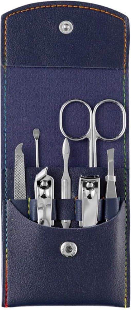 Narvie 7-delige Nagelknipperset - Snoepkleuren - Thuis en Reizen - Pedicure en Manicure Set - Groen - Perfect voor Verzorgde Nagels - Blauw