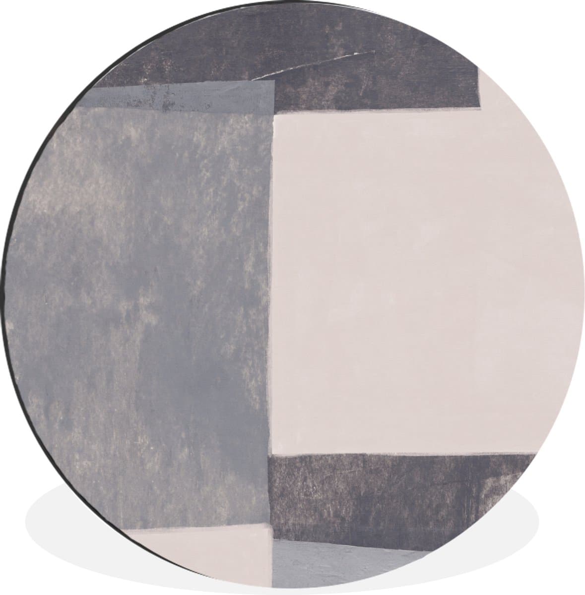 WallCircle - Wandcirkel - Muurcirkel - Geometrie - Vormen - Grijs - Kubus - Aluminium - Dibond - 120x120 cm - Binnen en Buiten XXL