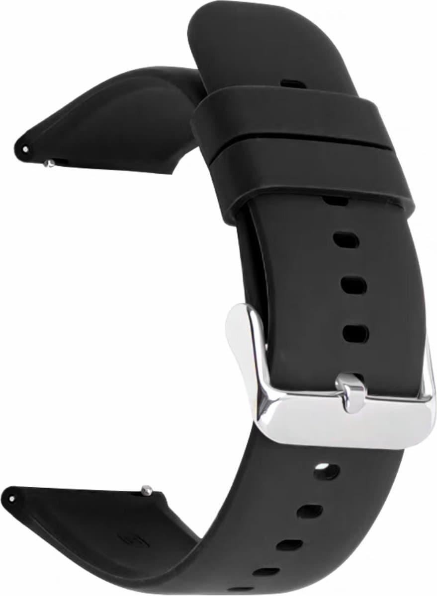 Zachte siliconen band met gesp - 20 MM - Zwart - Smartwatchband compatibel met Samsung Galaxy Watch 3 45mm, Huawei Watch 4, 4 Pro, GT2 46mm, GT 2 Pro, GT 3 Pro, GT 2e, GT Active Watch, Watch 3, Watch 3 Pro, Watch GT Runner, GT3 46mm, Xiaomi Amazfit