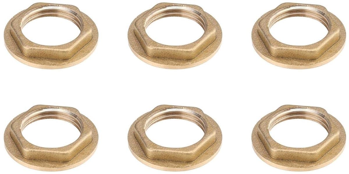 G1/2 Flens met Moer, 6 Stuks 1/2 Inch BSP Flens, Hexagonale Messing Vrouwelijk voor Badkamer Kraan en Sanitair Aansluitingen