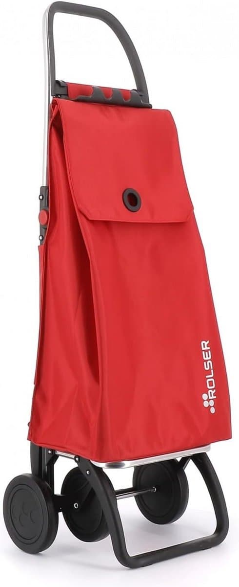 Winkelwagen 4 Wielen - Boodschappentrolley - Boodschappen Vervoeren - Inklapbaar Aluminium Chassis - 32 x 39 x 105 cm - Rood