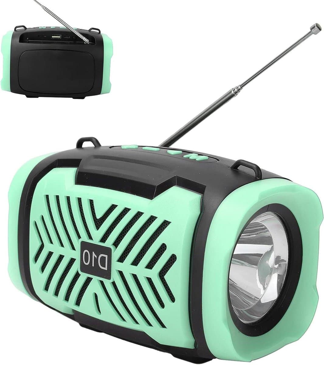 Draagbare Luidspreker - Draadloze Speaker - Muziek Luisteren - Ingebouwde Zaklamp - 14 x 10 x 10 cm - Groen