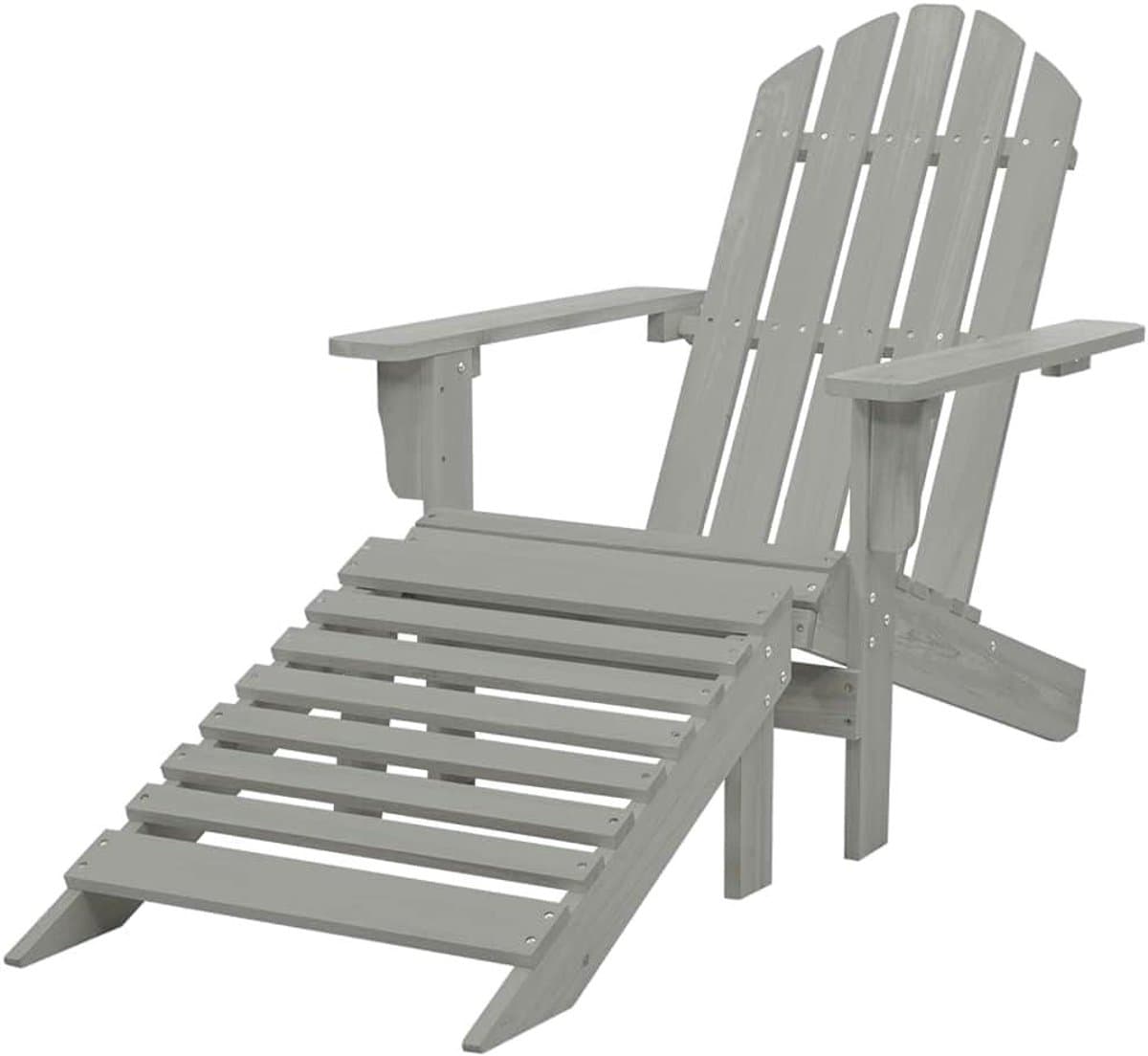 Tuinstoel met voetenbank - Outdoor set - Ontspannen buiten zitten - Massief weerbestendig hout