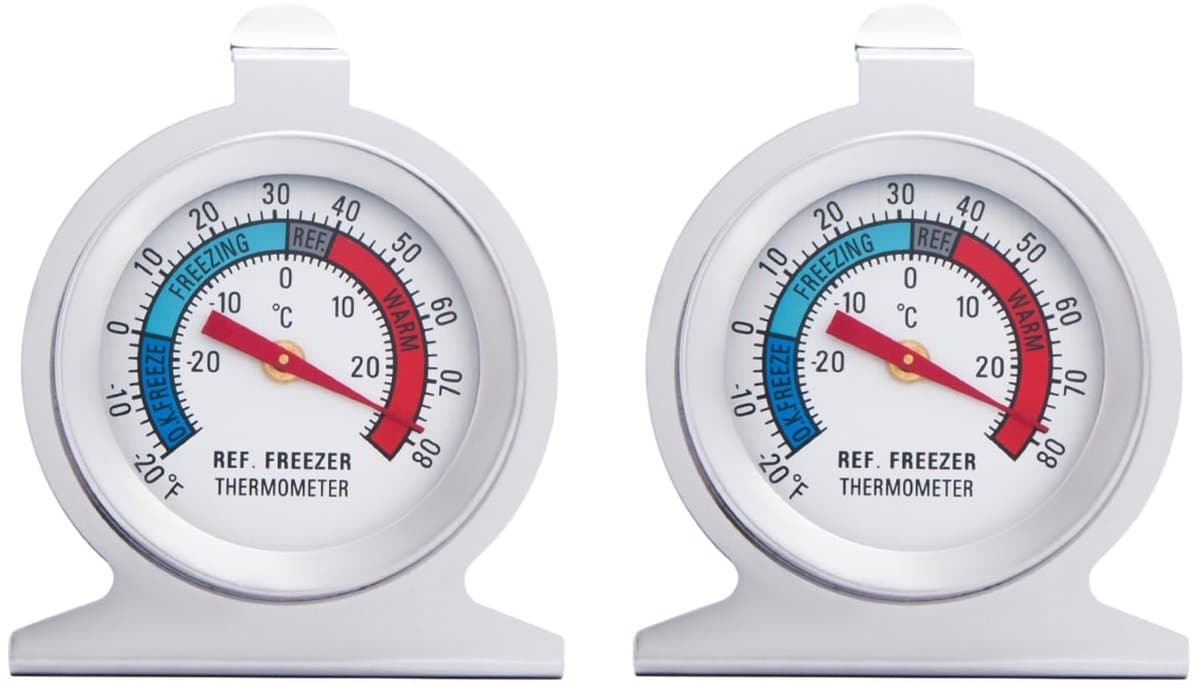 ONF3 - Koelkastthermometer - Roestvrij staal - Hoge nauwkeurigheid - Zilver - Voor koelkasten en vriezers - Snelle aflezing