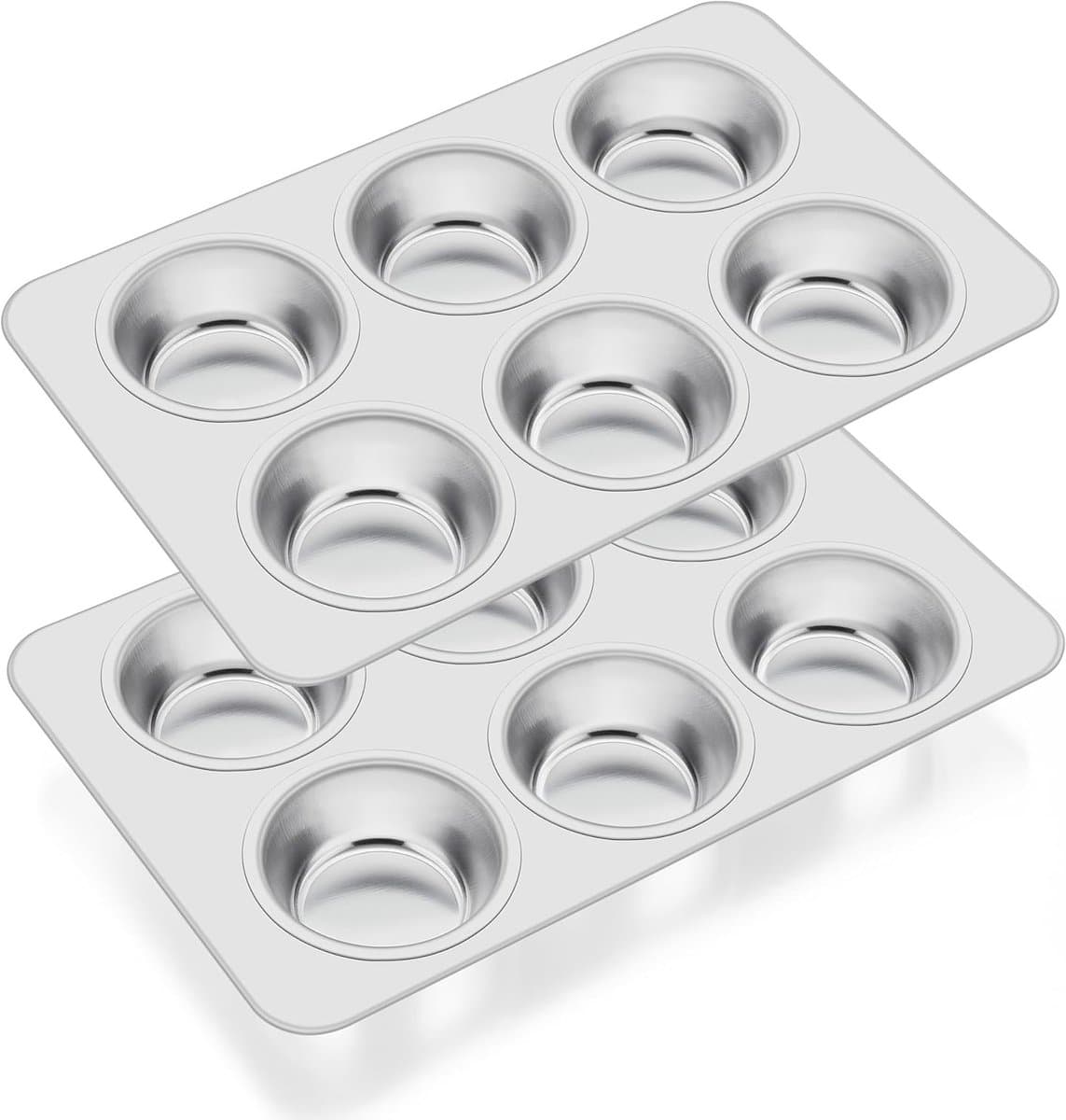 Muffin Bakvormen Set van 2, RVS Muffinplaten voor 12 Muffins, Ideaal voor Cupcakes, Brownies en Pudding, Vaatwasser- en Ovenbestendig, Gezond en Niet-Toxisch
