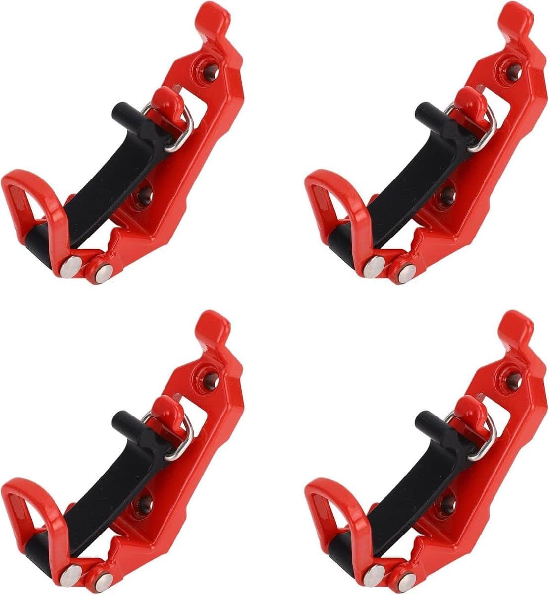 Schephouder Klemmen - Gereedschapshouder Klem - Gereedschap Opbergen - Metalen Steun Rubberen Gesp - 4 Sets - Rood