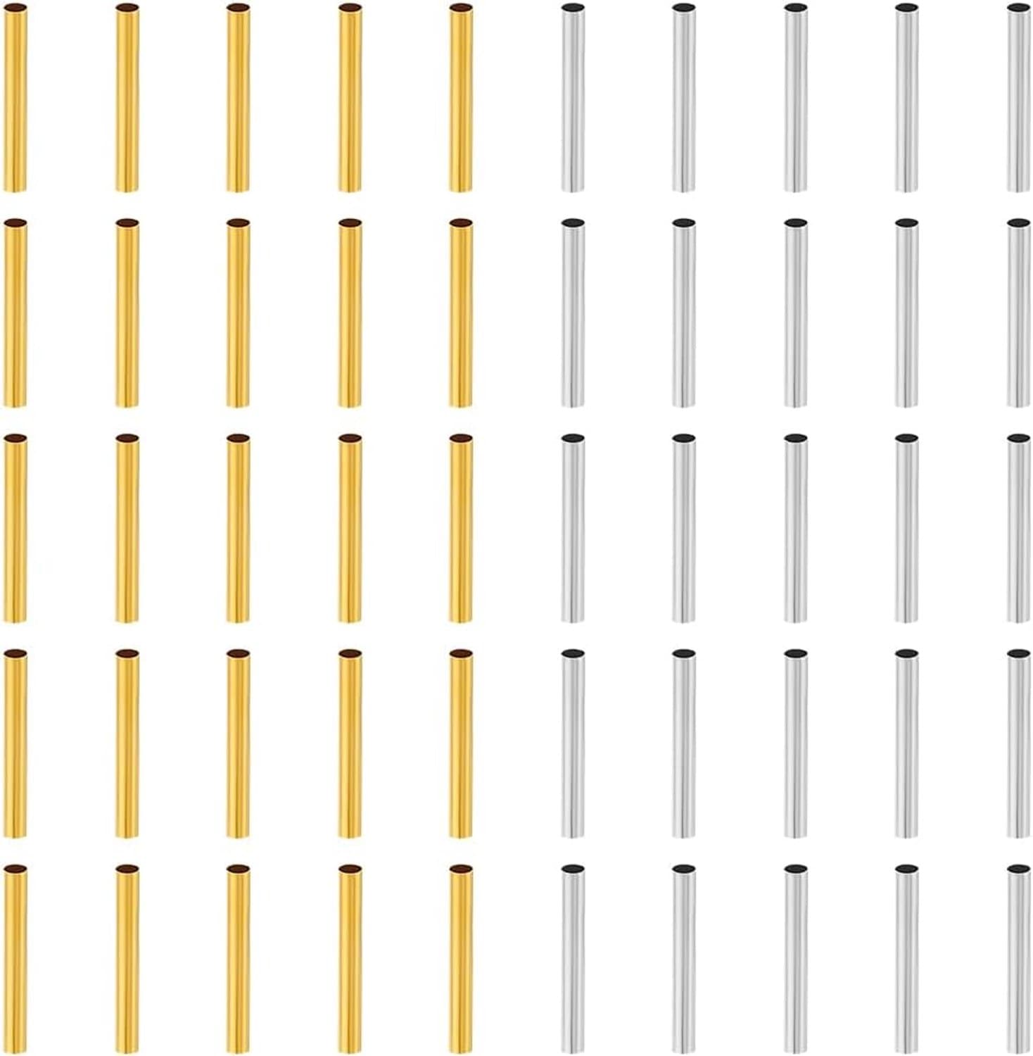 Kralen 50pcs 4mm - Goudkleurige messing buis kralen - 2 kleuren - Ideaal voor sieraden maken - SnelShoppen