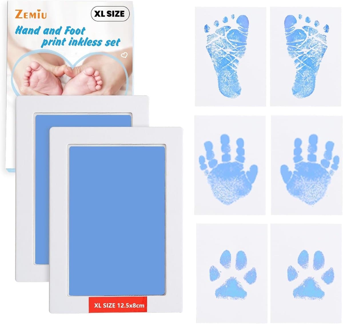 Baby handprint and footprint large size kit, 2 Clean-Touch ink pads with 6 print cards - ShopVlot