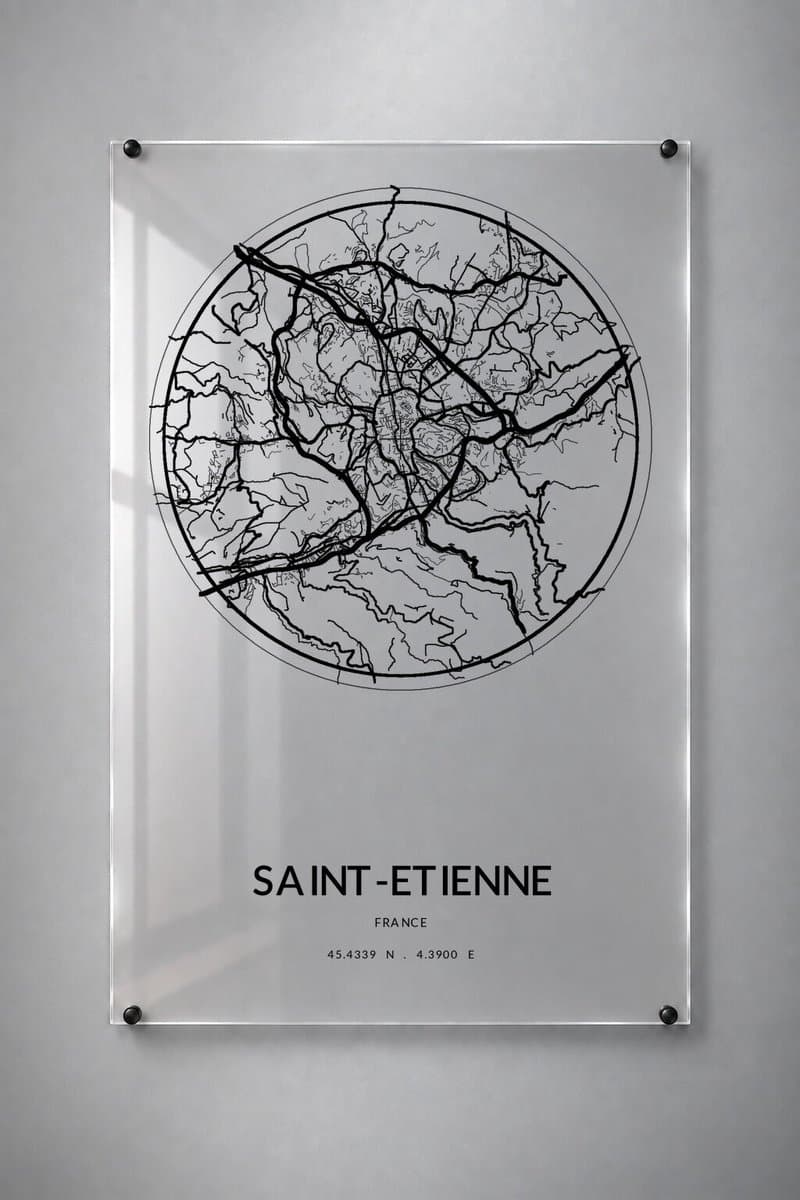 Stadskaart Saint-Étienne - Plexiglas 20x30 cm - Orbit City