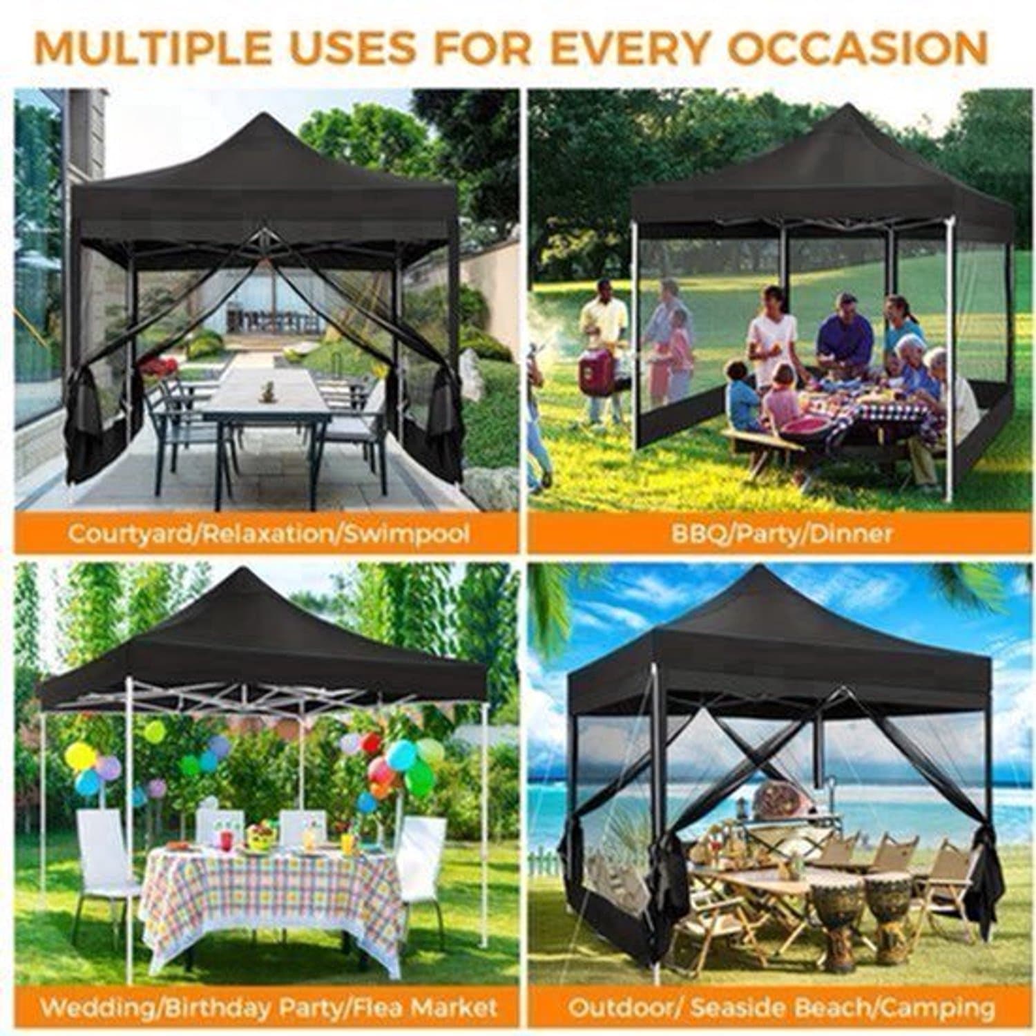 Klaptent – Inklapbare Tent – Muskietennet Tent – Camping Tent – 3x3 Meter – Lichtgewicht Aluminium – Inklapbaar Met Draagtas