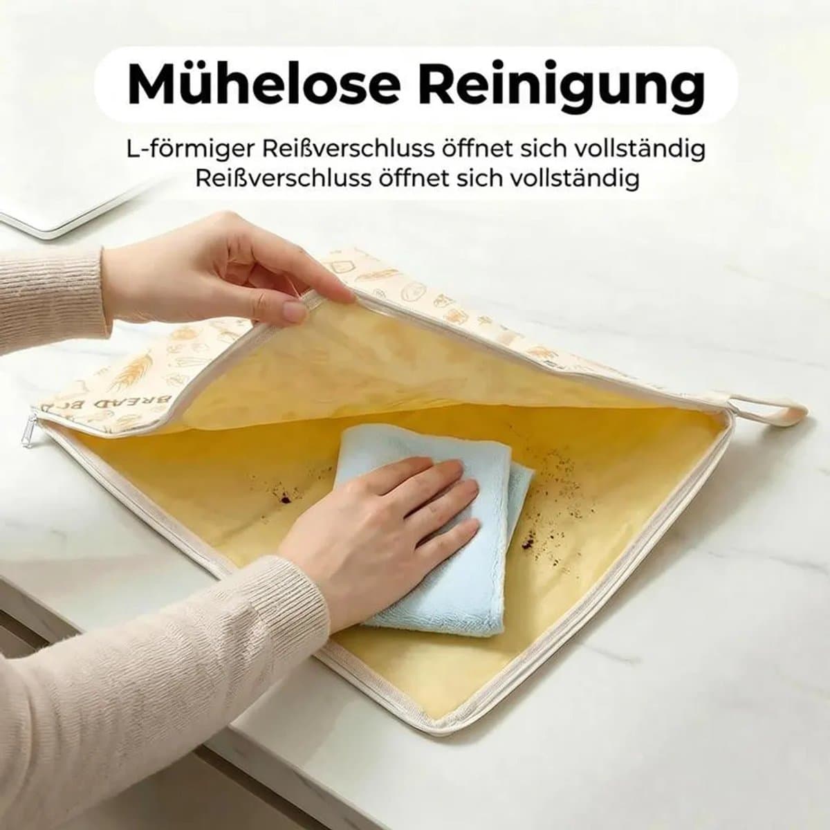 Verpakking van twee broodzakken van lijnzaadbijenwas, Geschikt voor L-vormige ritssluiting Geschikt voor optimale versheid, 43 x 33 cm, milieuvriendelijk en Geschikt voor de vriezer.