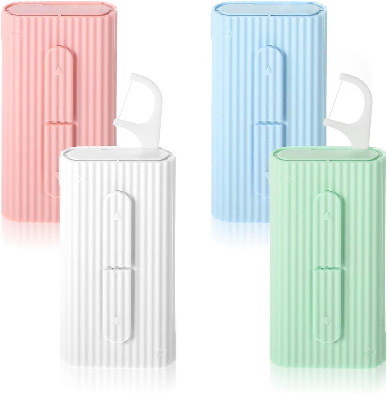 4 Pack Draadloze Tandfloss met Navulbare Flosdoos, Automatische Reisorganizer en Pocketdozen met 40 Flossteken voor Effectieve Tandenreiniging en Mondhygiëne