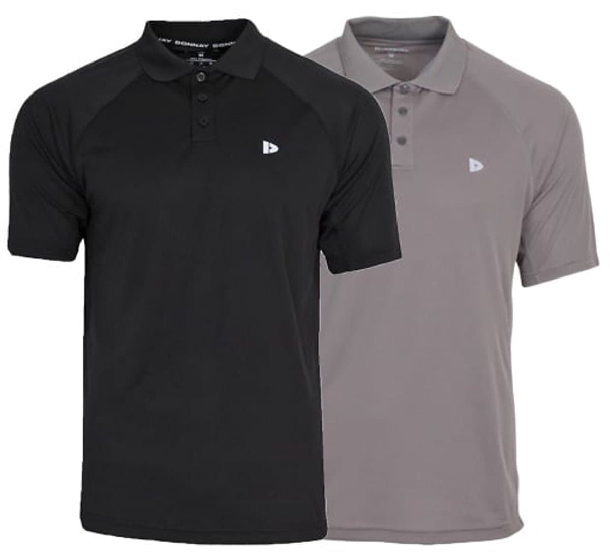 2-Pack Donnay - Sport polo (Björn) - Multi Sportpolo - Heren - Black/Steel-grey (734) - maat XL