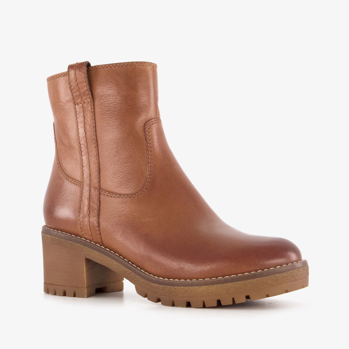 Harper leren dames boots cognac - Maat 36