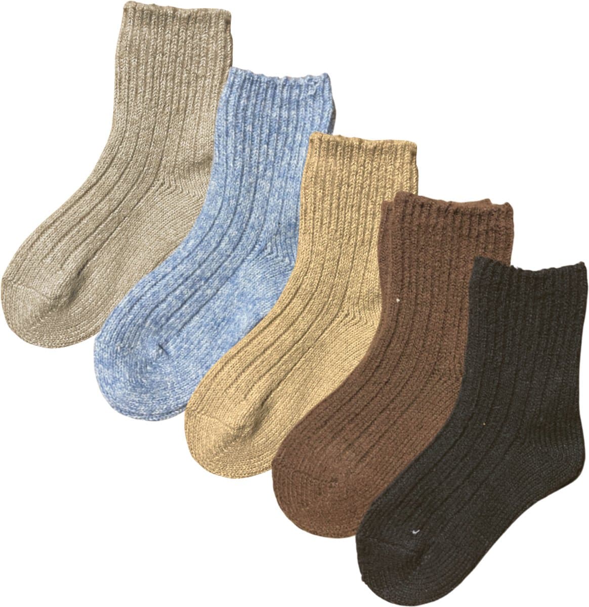 green-goose® Alpaca Sokken Kinderen - 5 Paar - Maat 28-30 - Bruin, Blauw - Heerlijk Zacht Alpacawol