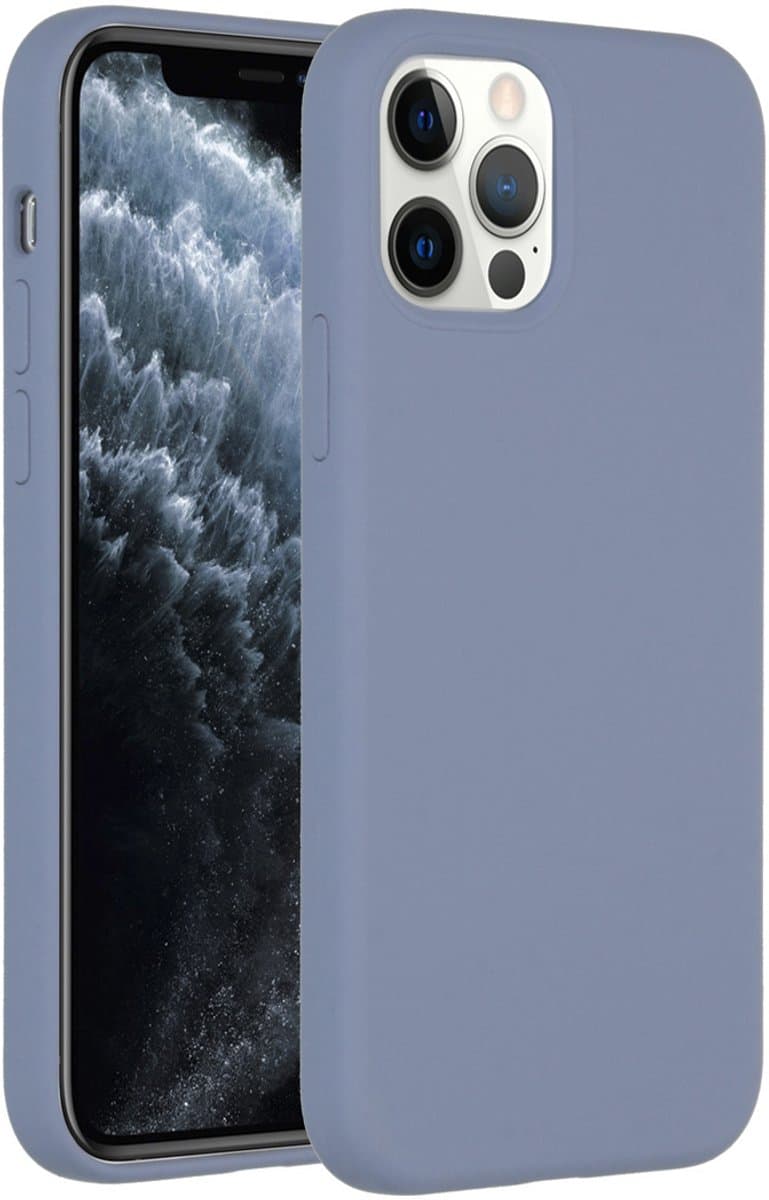 Accezz Hoesje - Geschikt voor Apple iPhone 12 Pro / 12 - Liquid Silicone Backcover - Lavender Gray