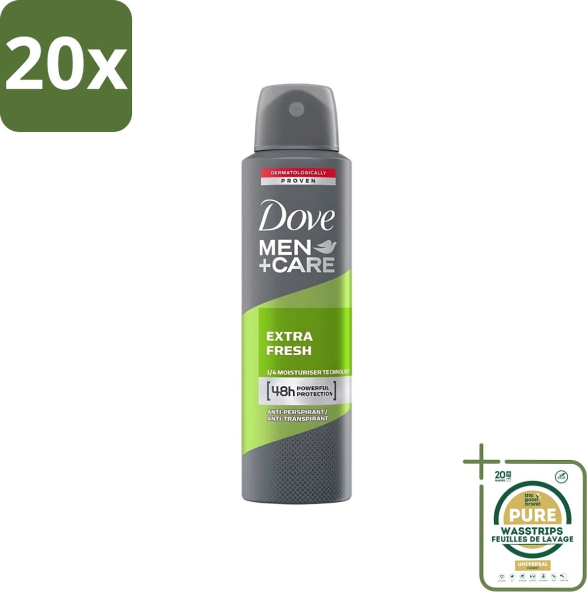 20 x Dove - Deodorant - Men Care Extra Fresh - Verfrissend en energiek - 48 uur bescherming - 250 ml - Grootverpakking - Deodorant Voor Mannen - 48 Uur Bescherming - Verfrissend Geur - Anti-zweet - Huidverzorging