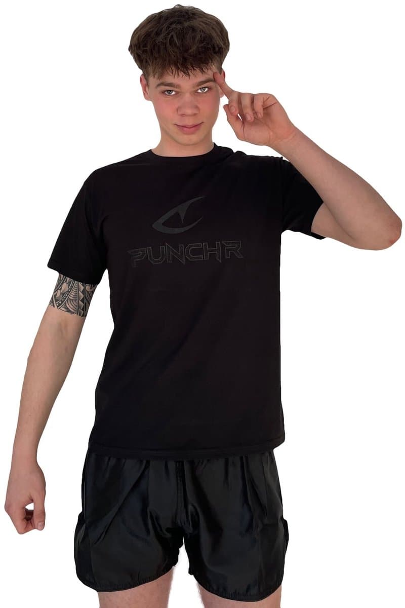 PunchR™ Logo's Sportswear T-Shirt Katoen Zwart Zwart - S