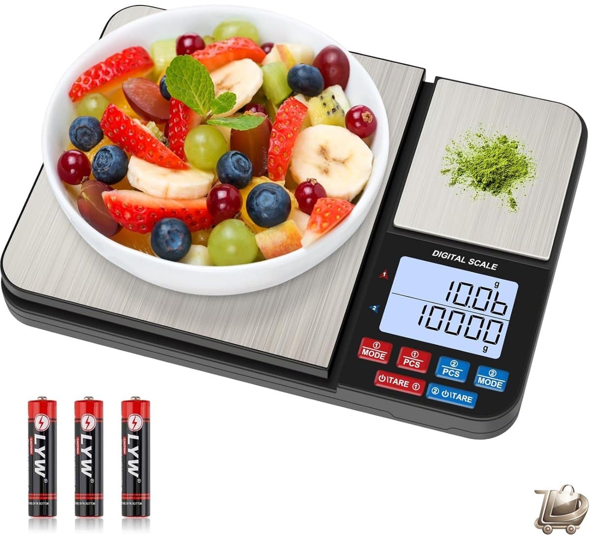 Digitale Keukenweegschaal - 2 Platforms - 10kg/1g & 500g/0,1g - Dual Function - 7 Eenheden - Tare Functie - PCS Functie - Auto-Off - Voor Keuken, Bakken, Koken, Sieraden - Batterijen Inbegrepen