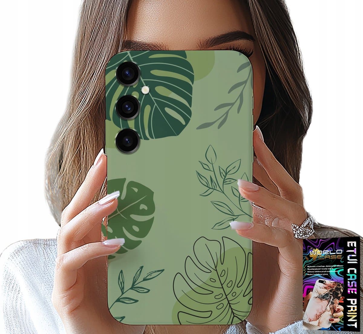 HOESJE VOOR SAMSUNG GALAXY A05S - ACHTERKANT MET GROENE BLADEREN EN PLANTENPATROON