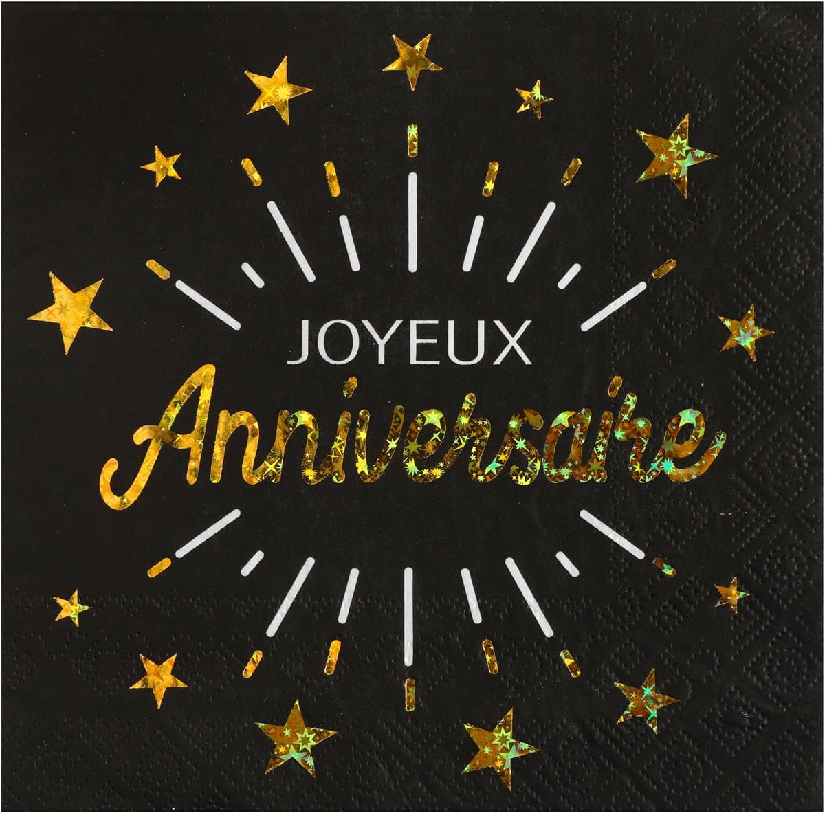 SANTEX - 10 papieren servetten gefeliciteerd zwart en goud 33 x 33 cm met sterren