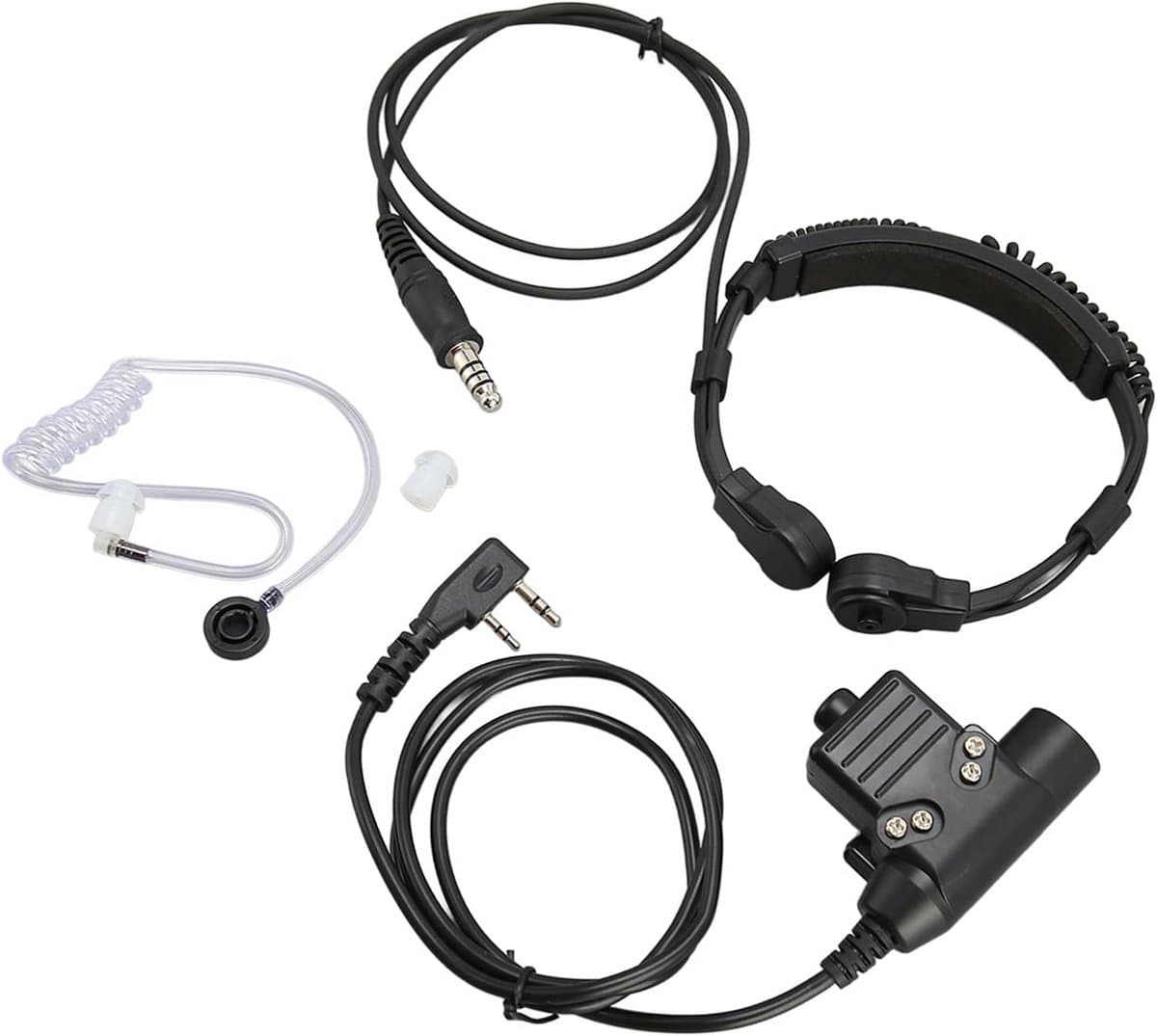 Tactische Keelmicrofoon Headset met Akoestische Buis en U94 PTT voor 2-Weg Radio's