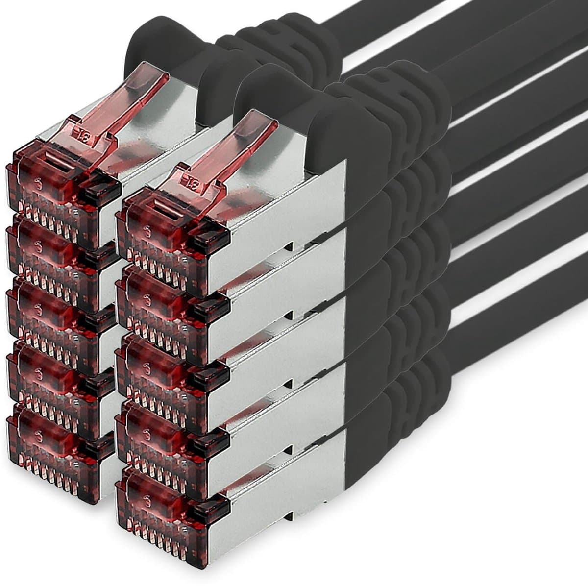 Netwerkkabels - Ethernet LAN - Snelle Internetverbinding - Dubbel Afgeschermd - 10 x 025m - Zwart