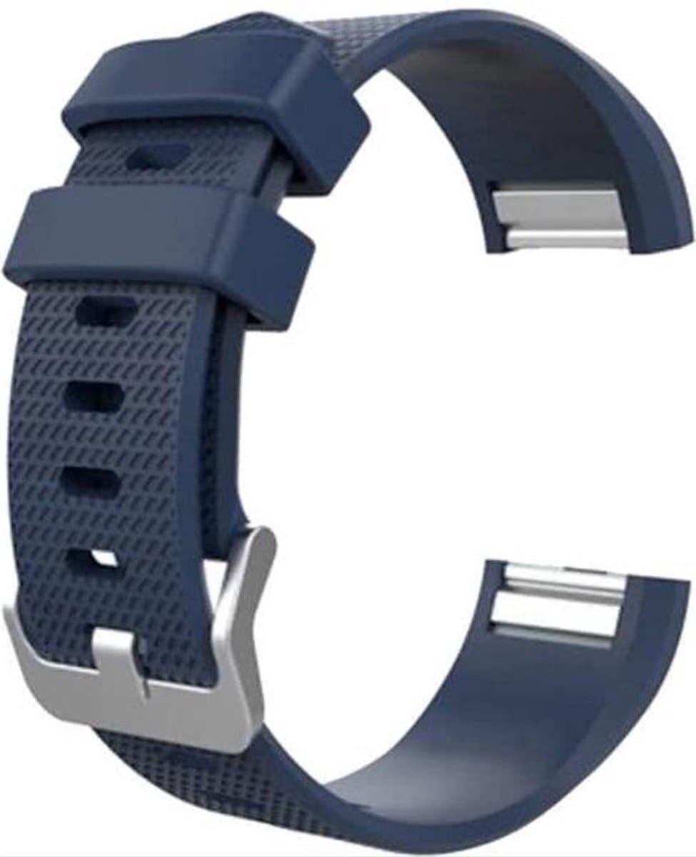 New Age Devi - Set van 2 stuks - Siliconen sportband geschikt voor Fitbit Charge 2 - Geschikt voor activity tracker - Donker blauw - Small