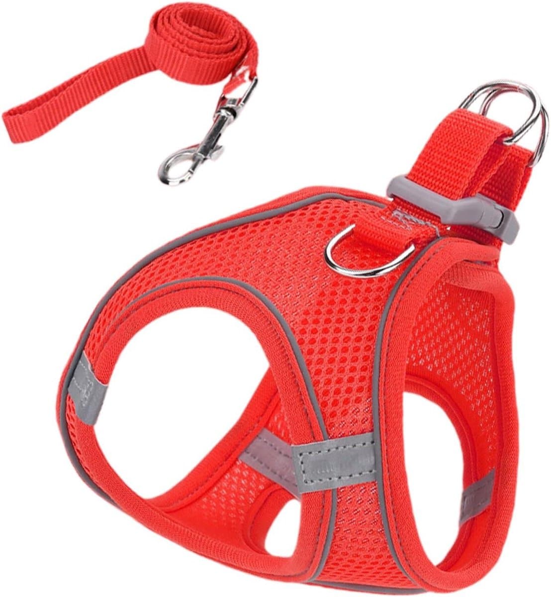 Kattenharnas - Huisdier Vest - Veilig Wandelen - Ontsnappingsbestendig - XXS - Rood