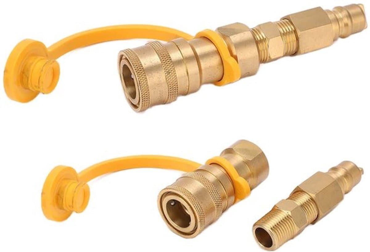 Propaan Snelle Loskoppeling Fitting Adapter - Compacte Gas-Snelkoppeling Adapter - Duurzaam en Betrouwbaar - 3/8 inch Messing Mannelijk - Perfect...