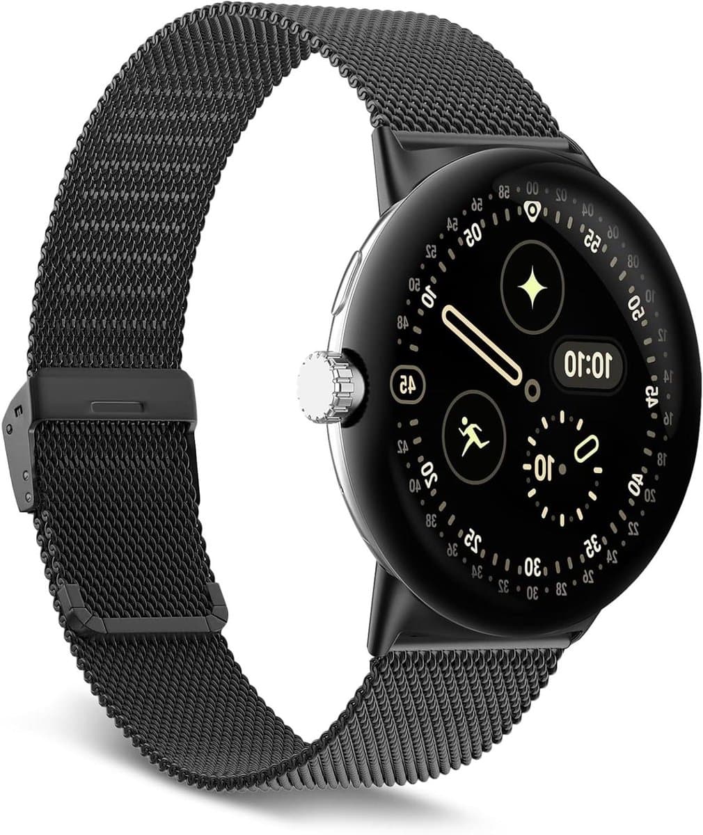 Metalen armband - Horlogeband - Smartwatch Personaliseren - Uniek netsontwerp - 45 mm - Zilverkleurig